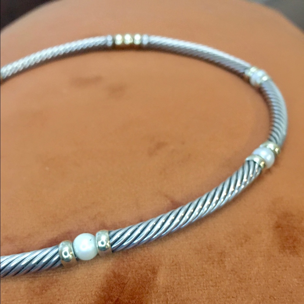 David Yurman Pearl & 14K Gold Cable Necklace